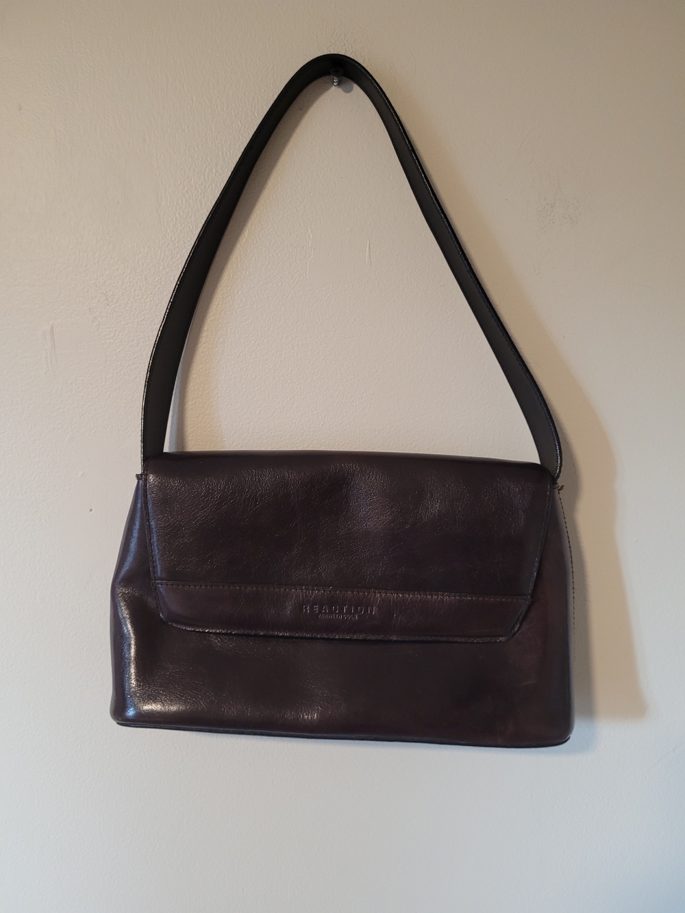 Vintage Kenneth Cole Dark Brown Leather Shoulder Bag